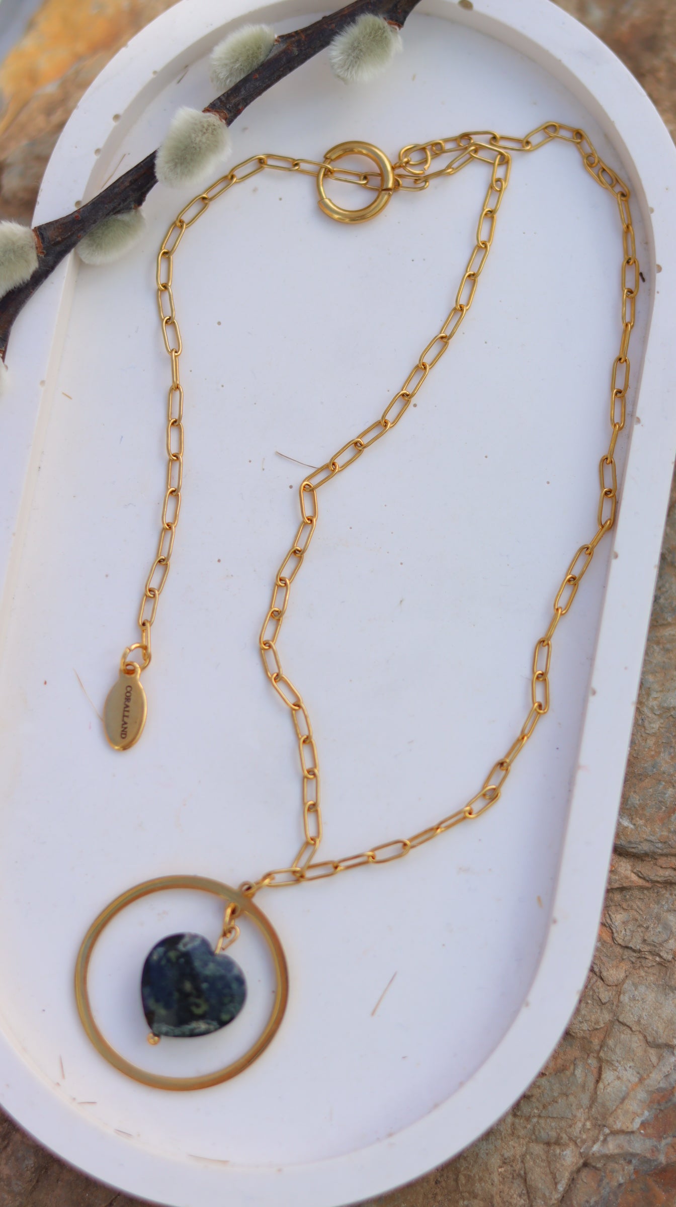 HEART Kambaba Jasper adjustable choker/necklace