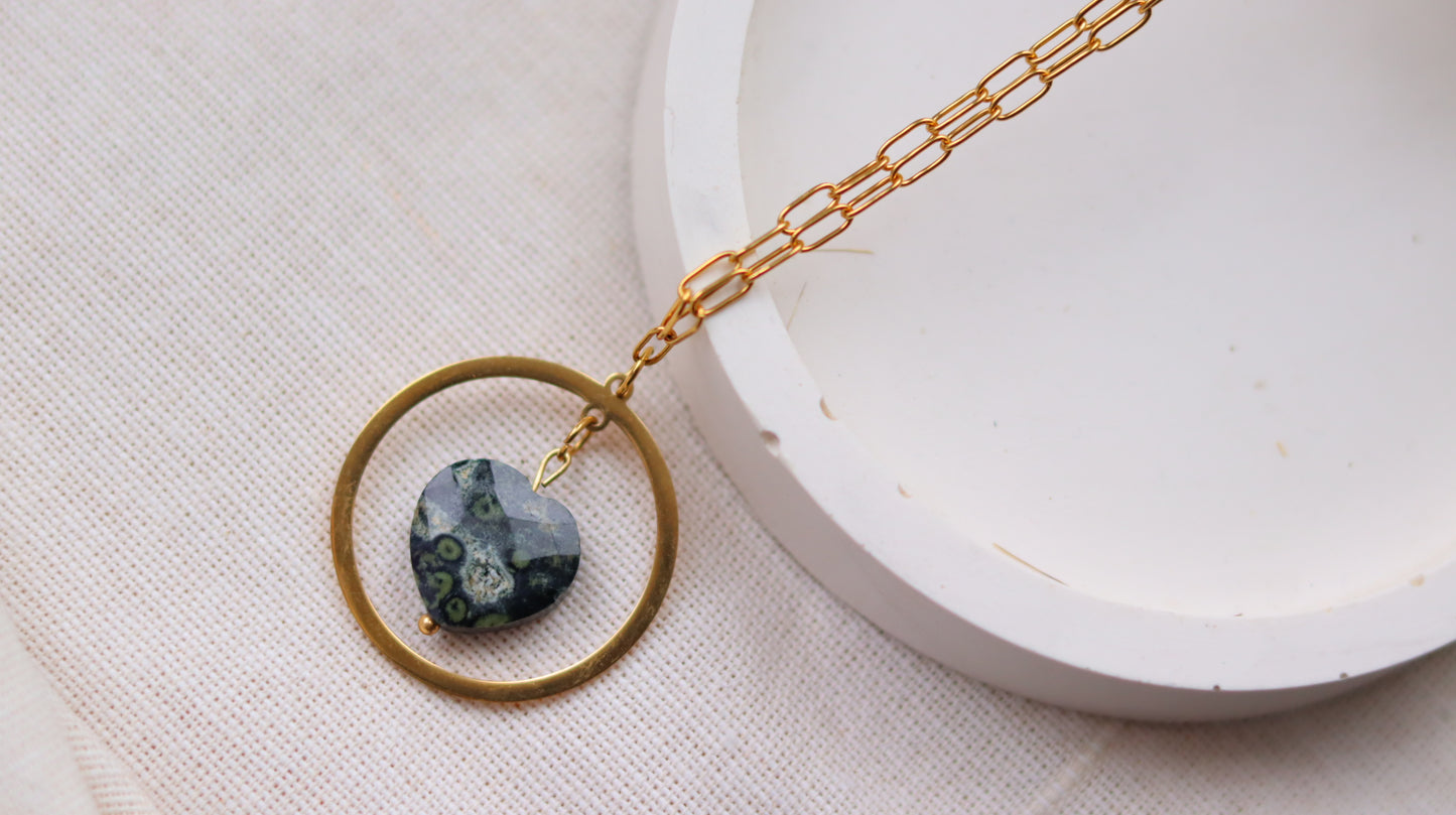 HEART Kambaba Jasper adjustable choker/necklace