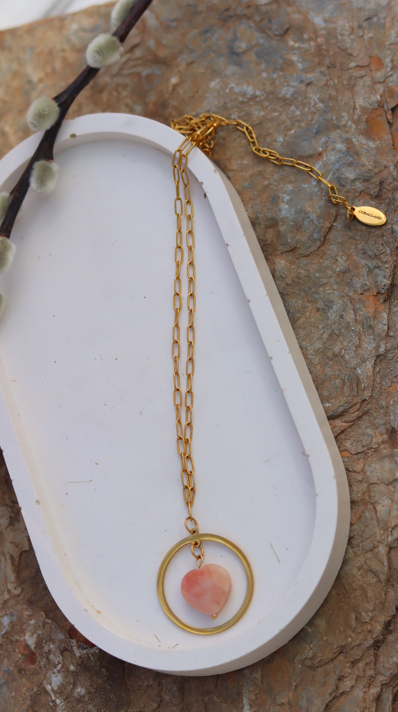 HEART Pink Aventurine adjustable choker/necklace