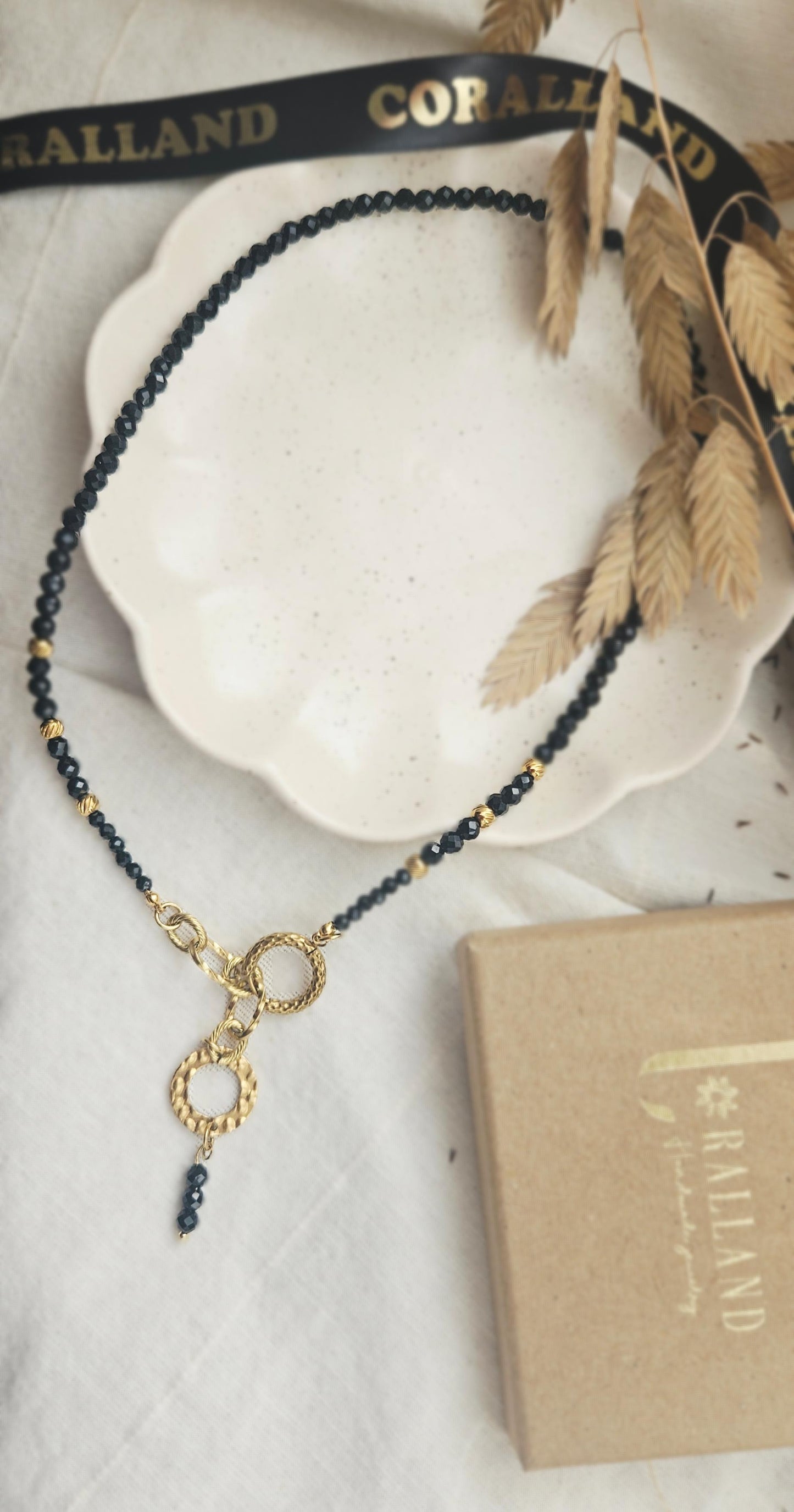 NEGRO POSITIVO choker - black tourmaline, stainless steel