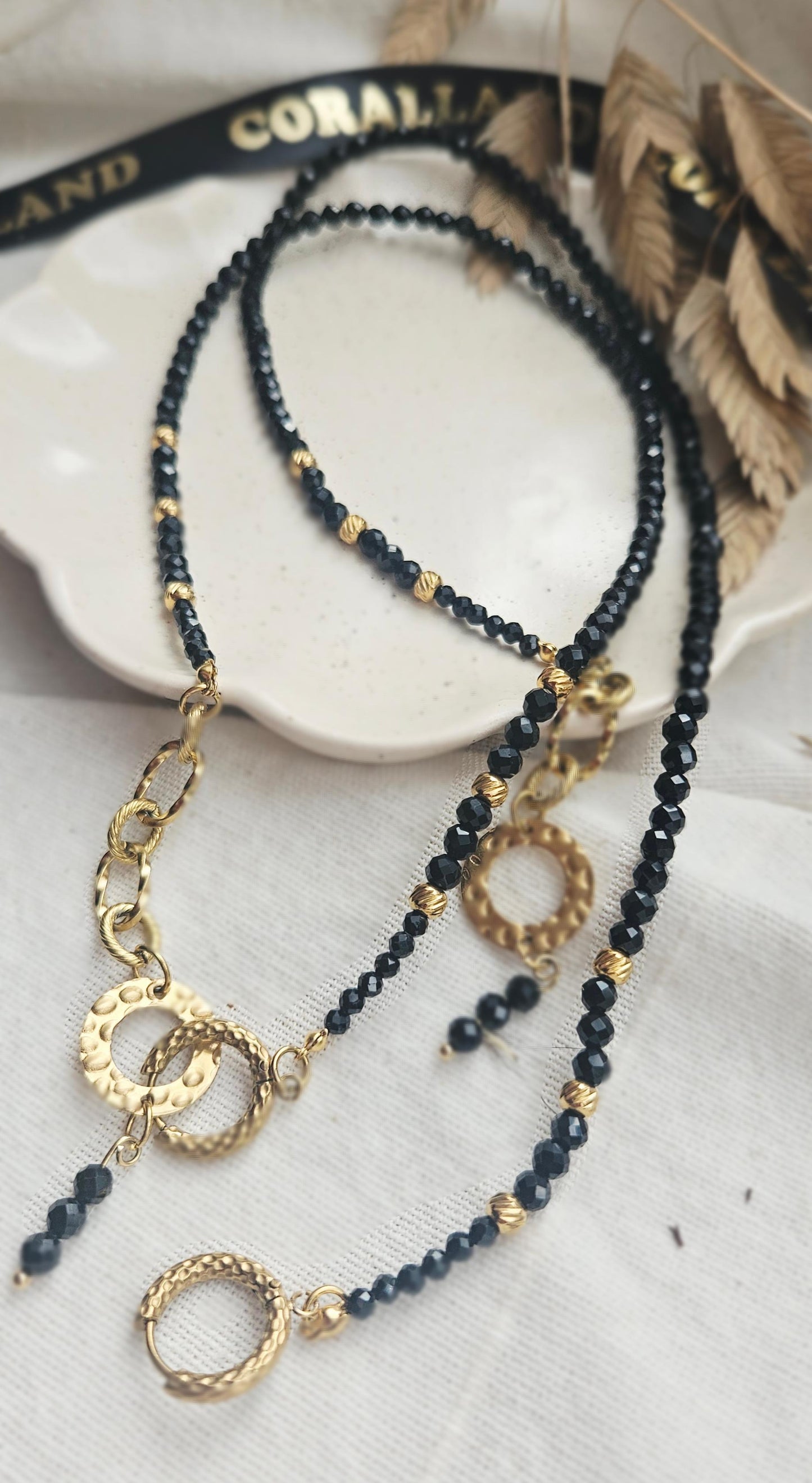 NEGRO POSITIVO choker - black tourmaline, stainless steel