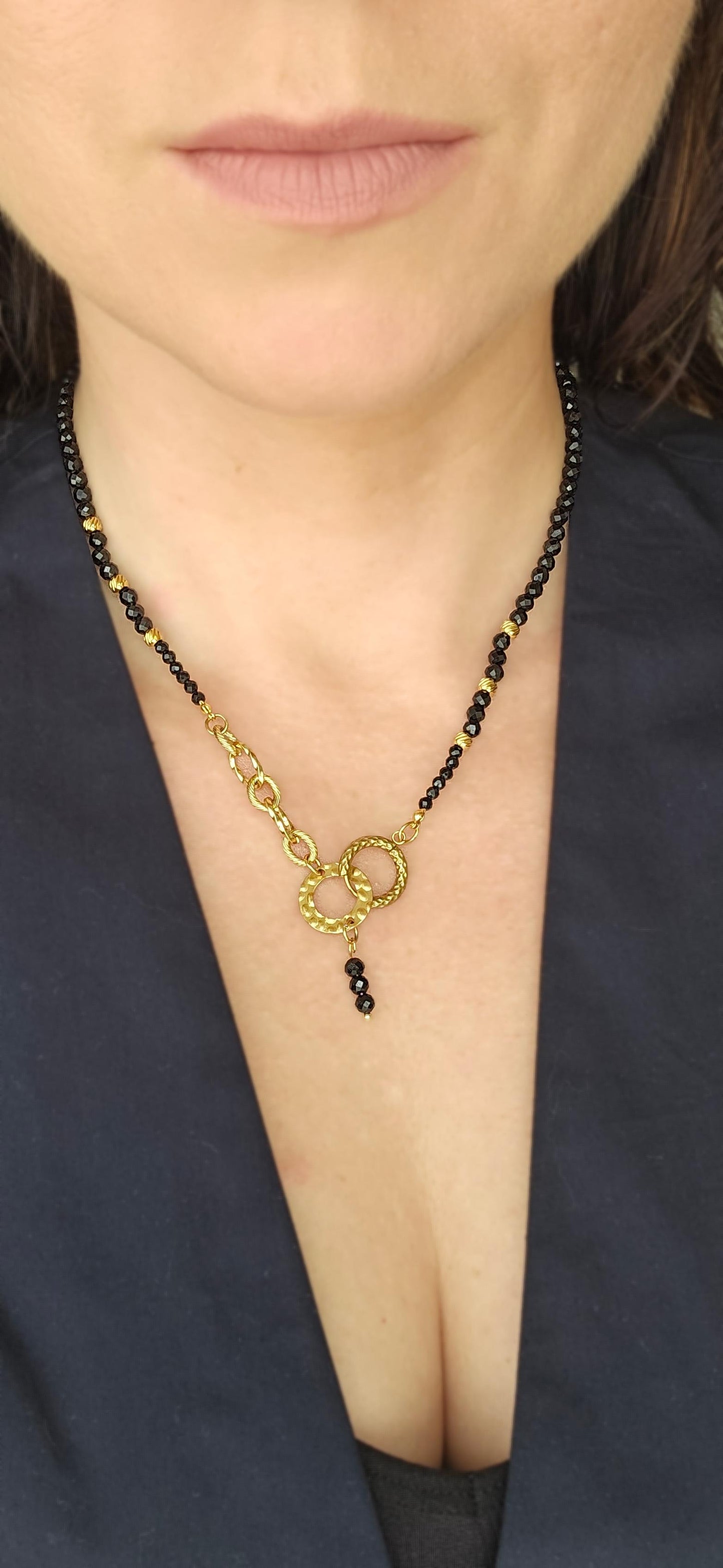 NEGRO POSITIVO choker - black tourmaline, stainless steel