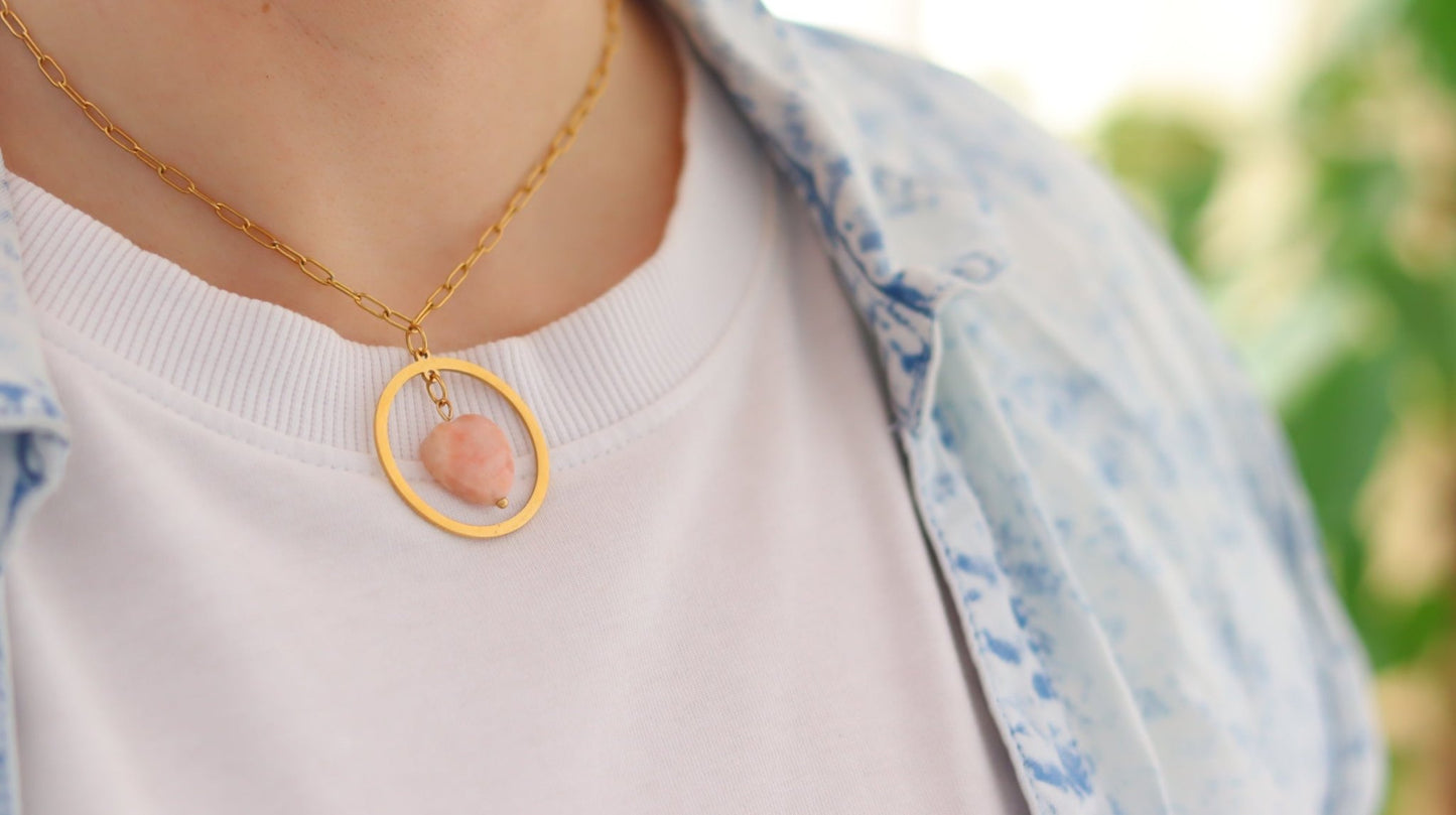 HEART Pink Aventurine adjustable choker/necklaceNecklace