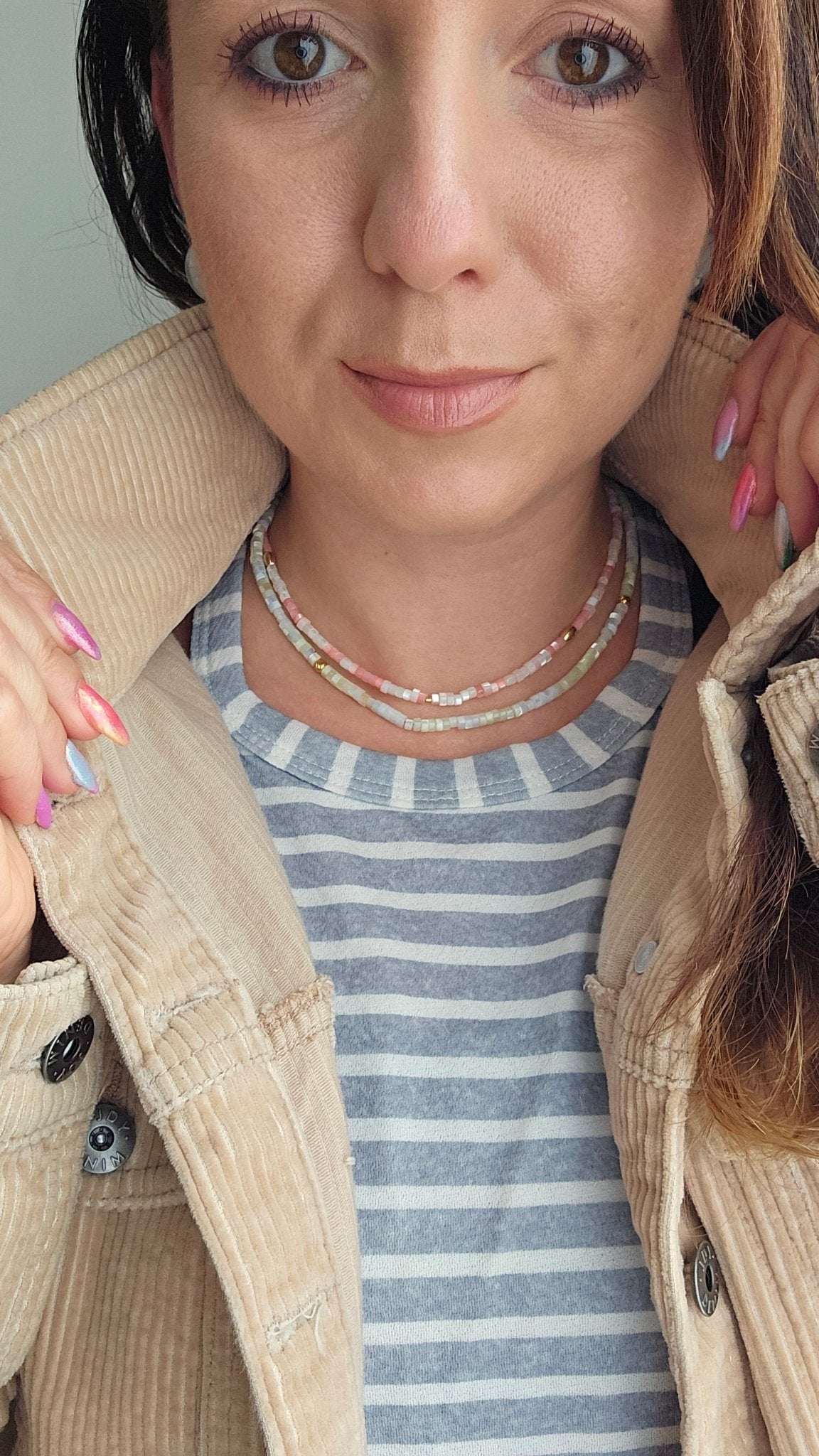 SEA SHELL pink summer adjustable necklace / chokerNecklace