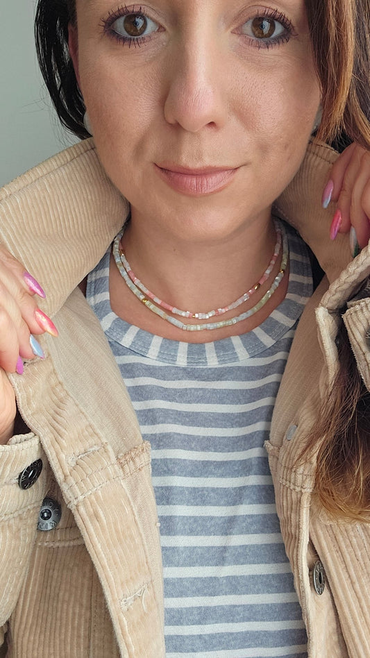 SEA SHELL pink summer adjustable necklace / chokerNecklace