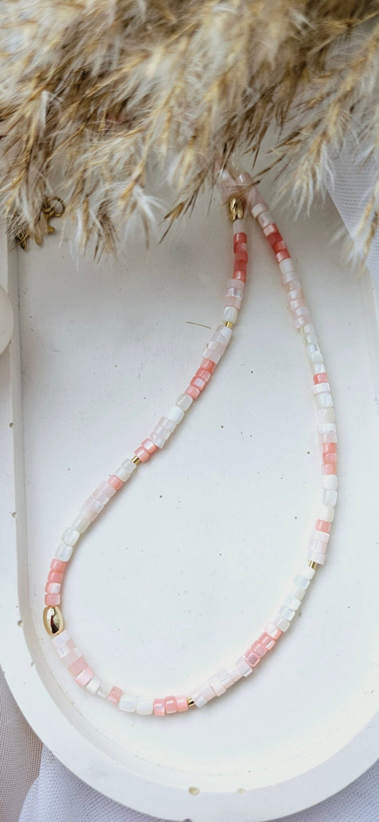 SEA SHELL pink summer adjustable necklace / chokerNecklace