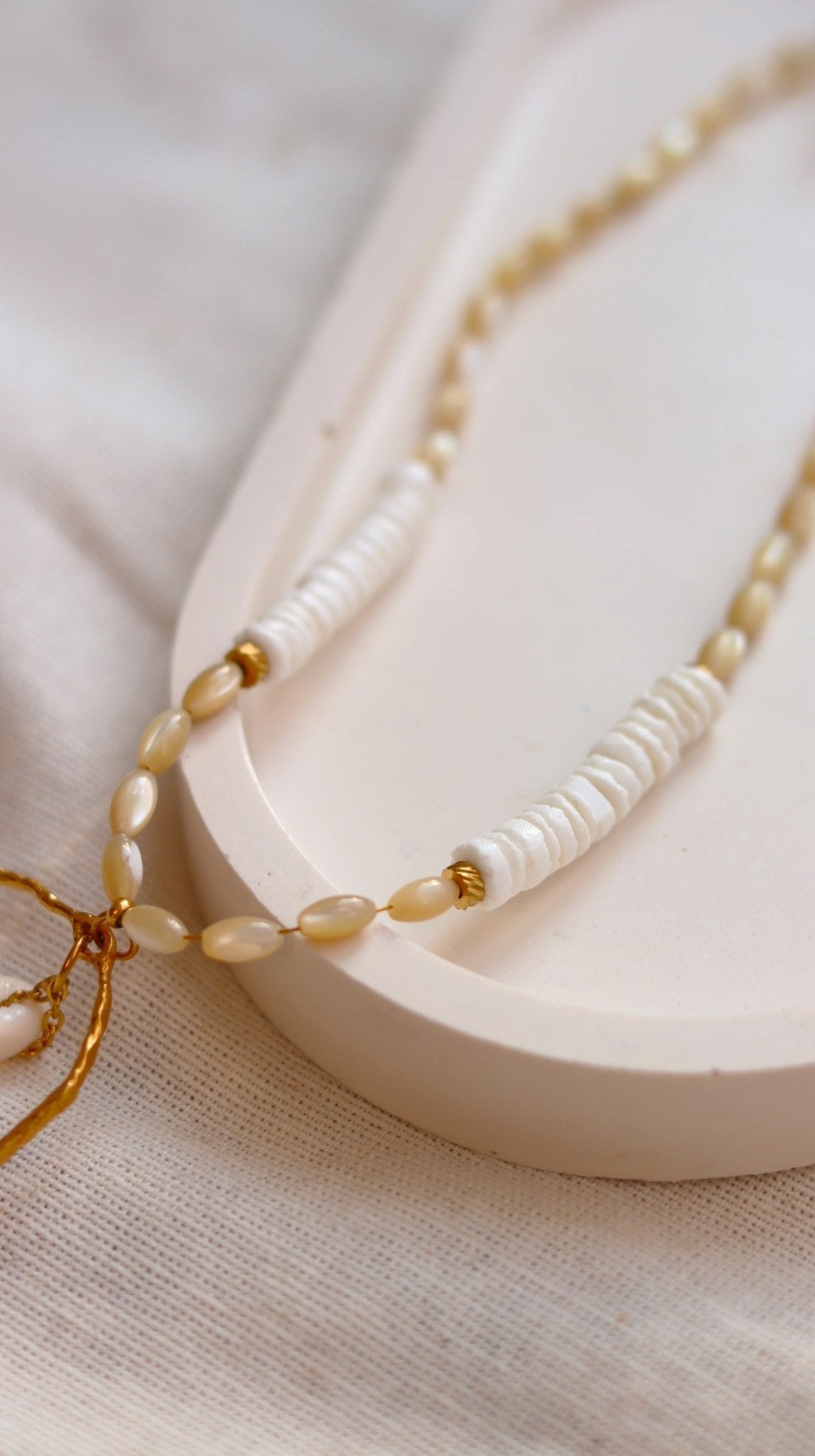 WHITE SEA SHELL summer adjustable necklace / chokerNecklace