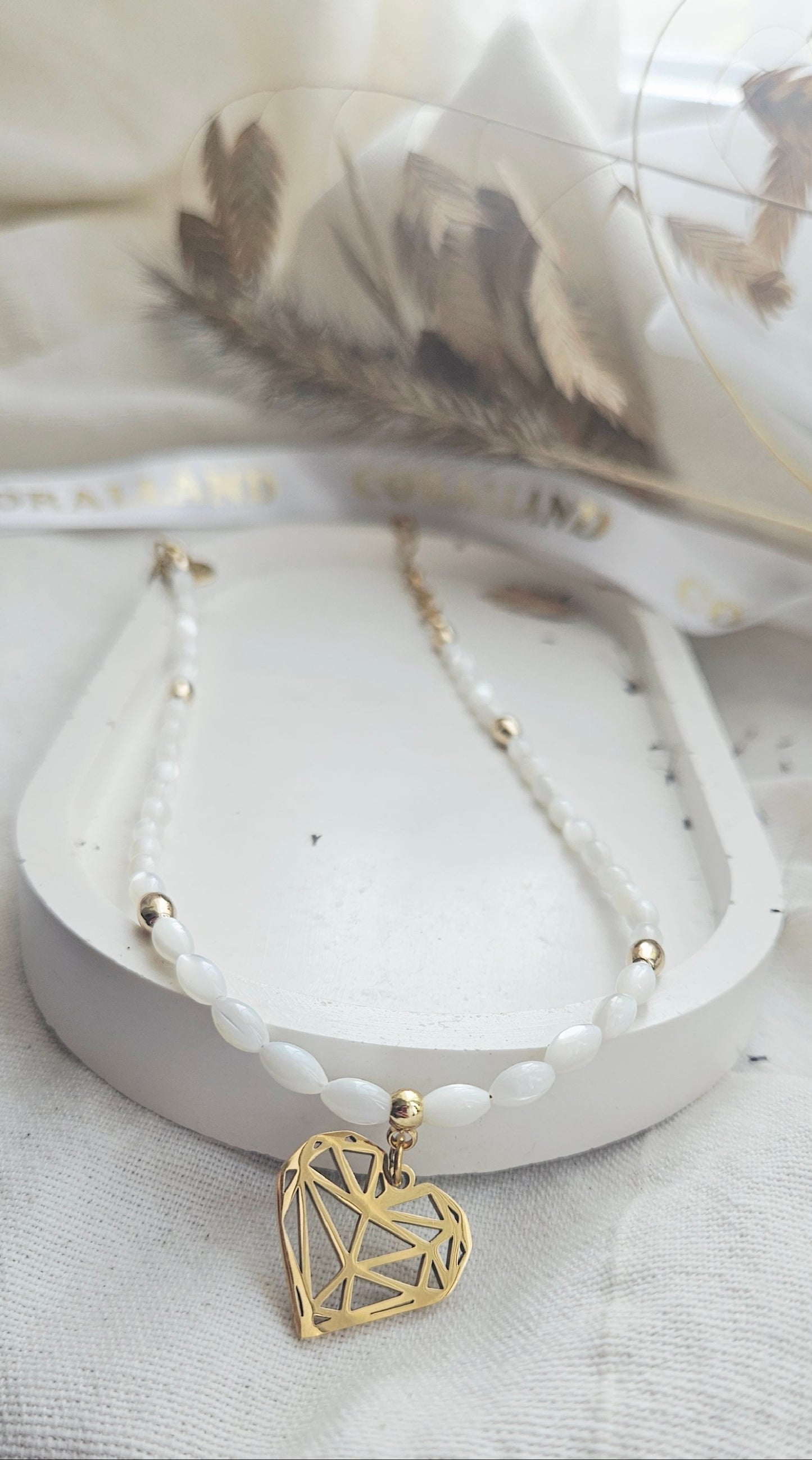 BLANCO Choker - Adjustable, stainless steel & sea shell