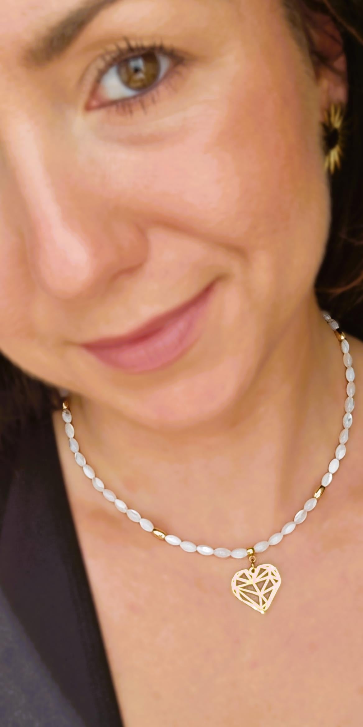 BLANCO Choker - Adjustable, stainless steel & sea shell