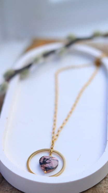 HEART Rhodonite adjustable choker/necklace