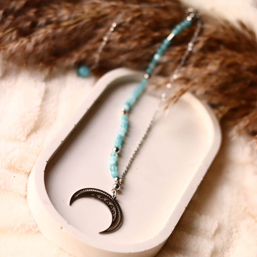 BLUE LUNA silver,stainless steel necklace