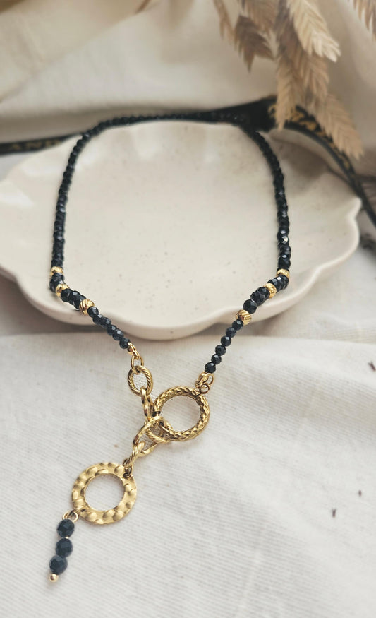 NEGRO POSITIVO choker - black tourmaline, stainless steel
