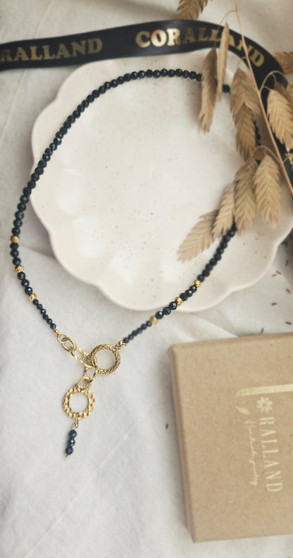 NEGRO POSITIVO choker - black tourmaline, stainless steel