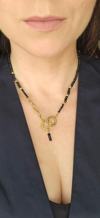NEGRO POSITIVO choker - black tourmaline, stainless steel