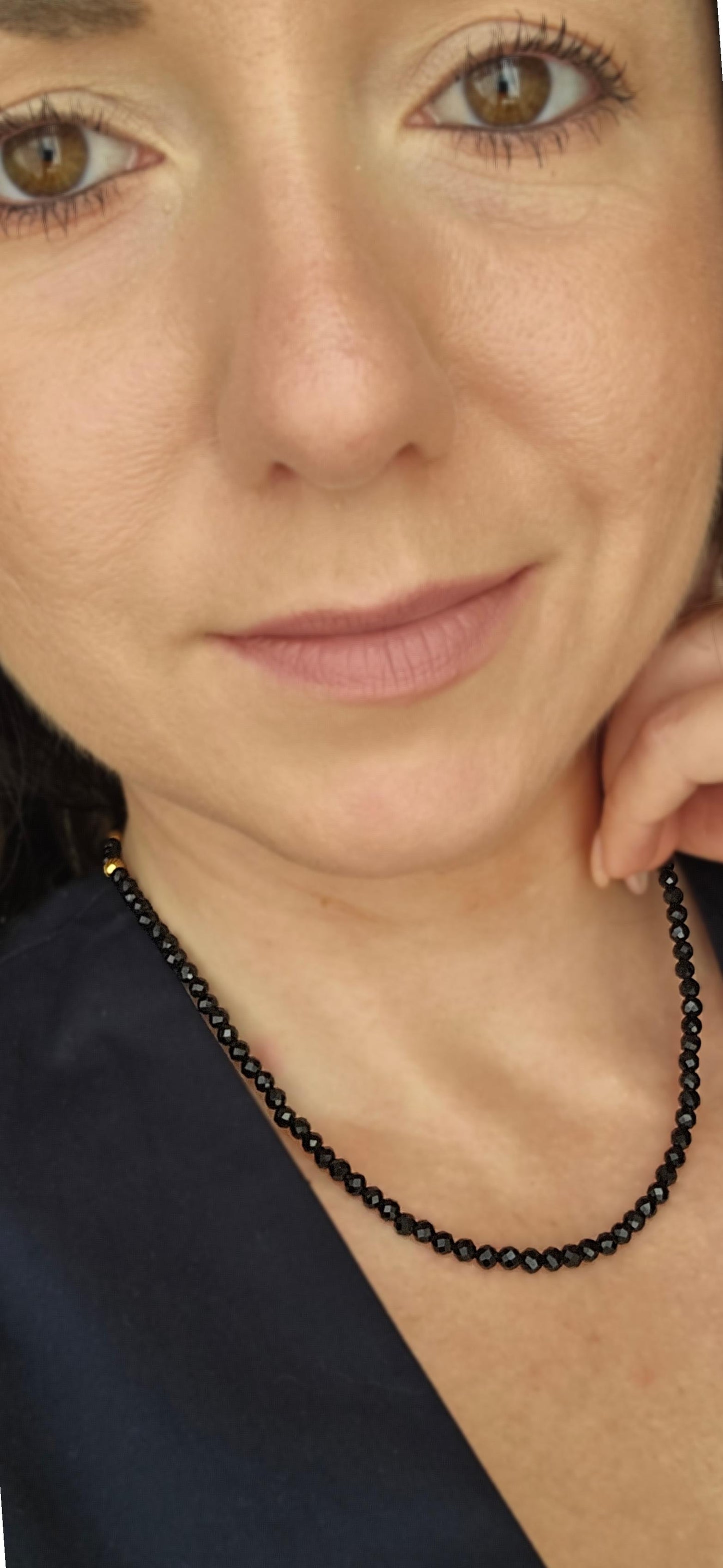 NEGRO POSITIVO choker - black tourmaline, stainless steel
