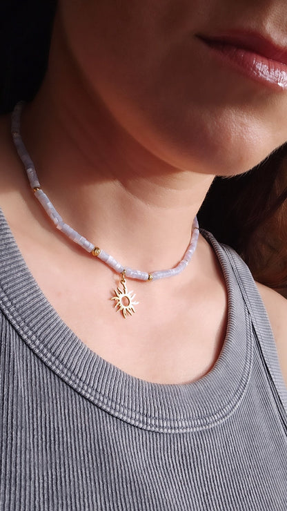 BLUE SUN SHELL adjustable choker / necklaceNecklace