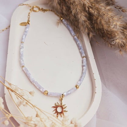 BLUE SUN SHELL adjustable choker / necklaceNecklace