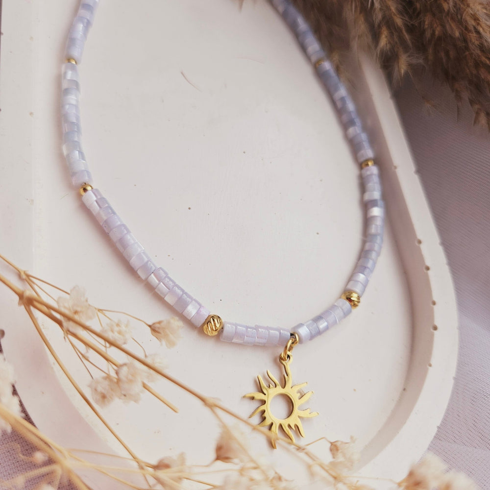BLUE SUN SHELL adjustable choker / necklace