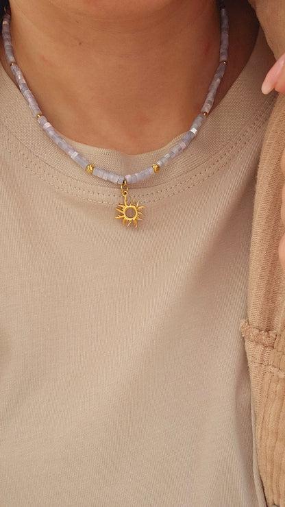 BLUE SUN SHELL adjustable choker / necklaceNecklace