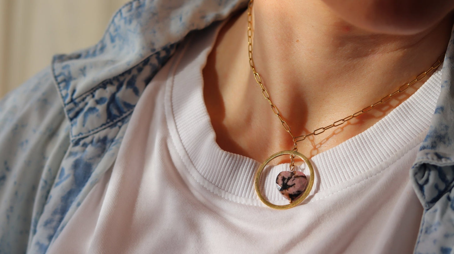 HEART Rhodonite adjustable choker/necklaceNecklace