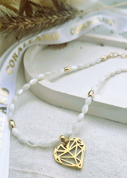 BLANCO Choker - Adjustable, stainless steel & sea shell