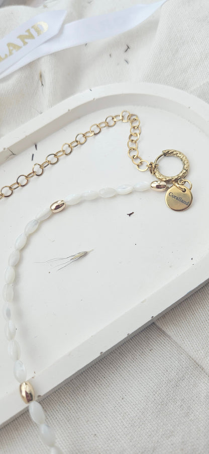 BLANCO Choker - Adjustable, stainless steel & sea shell