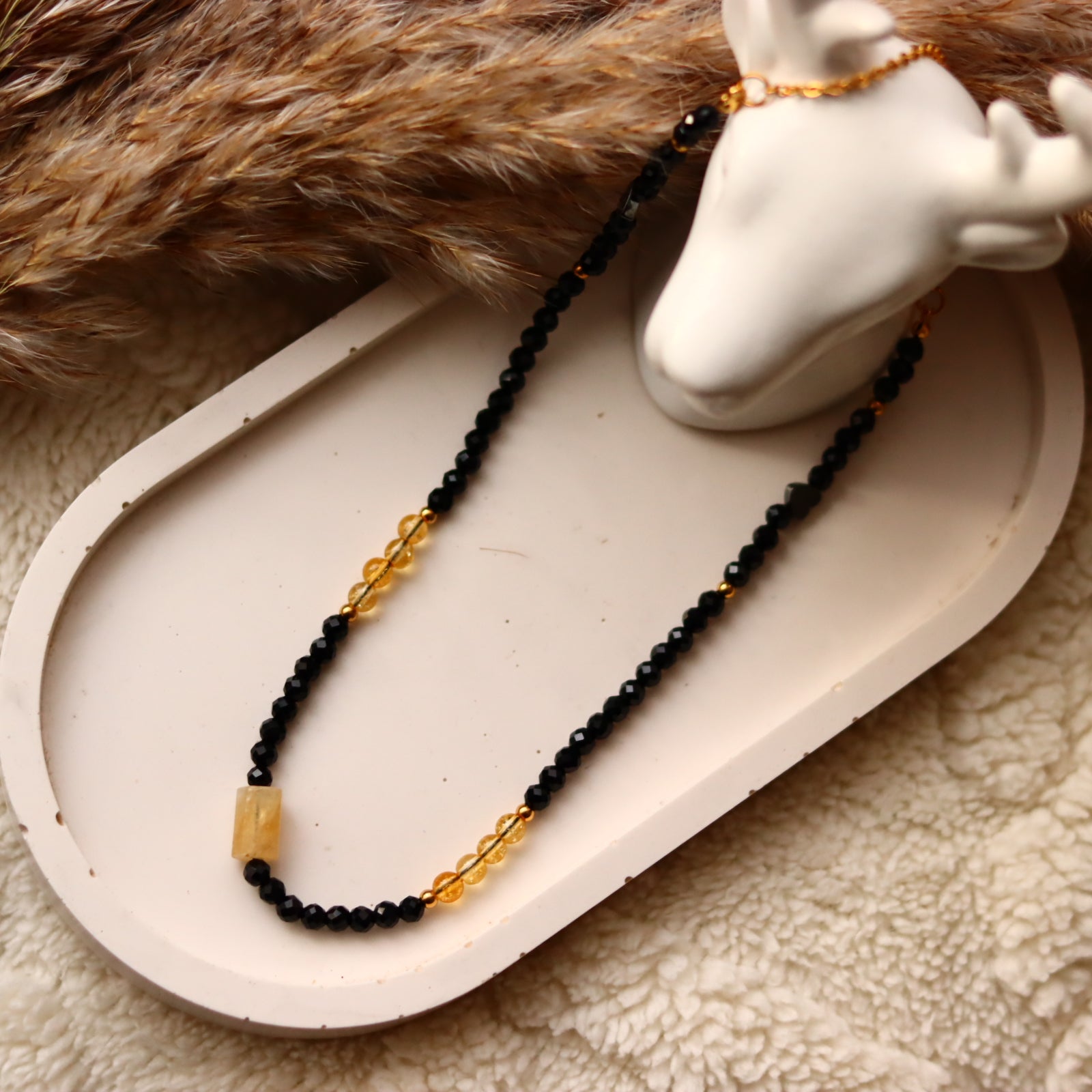 BLACK ONYX & YELLOW CITRINE chokerNecklace