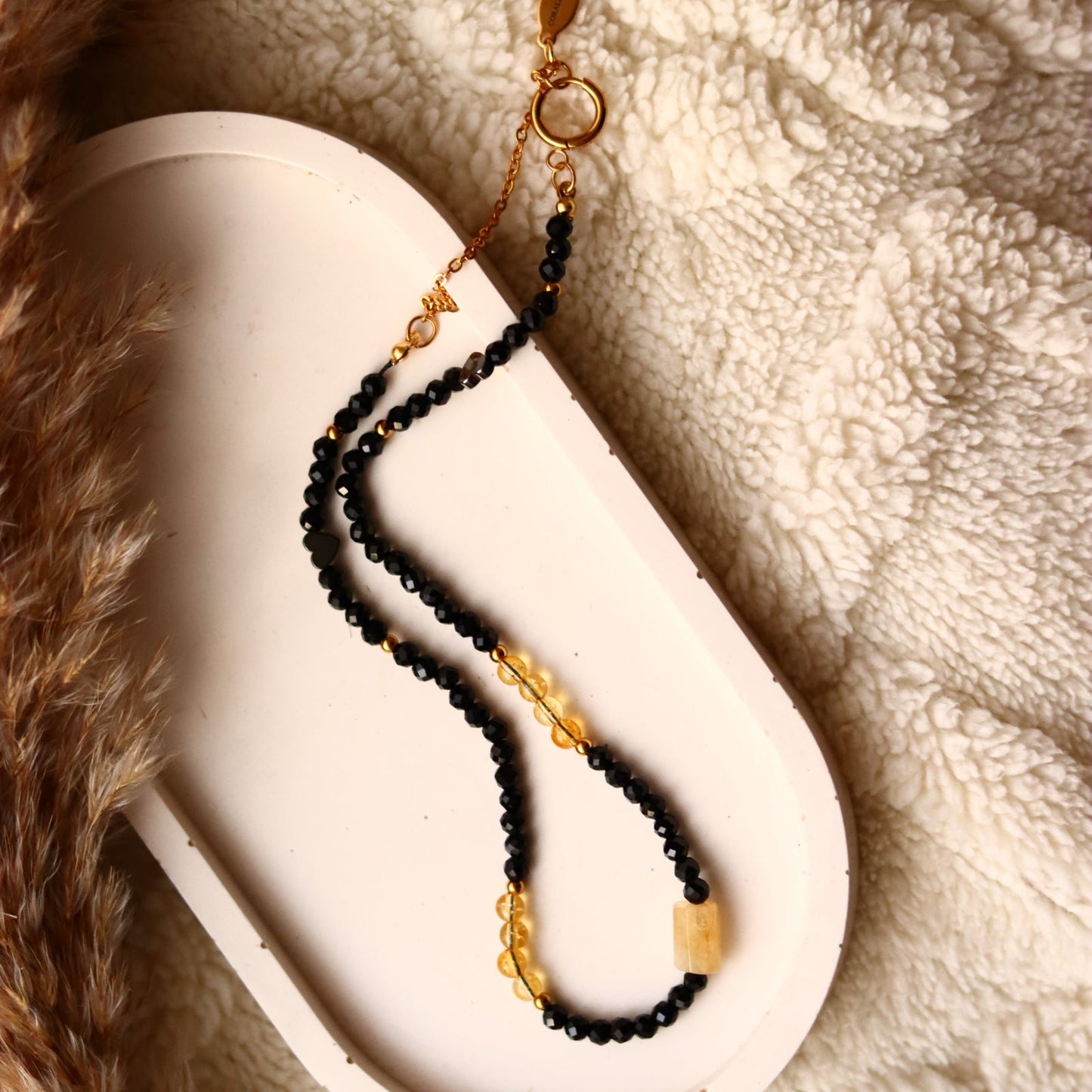 BLACK ONYX & YELLOW CITRINE chokerNecklace