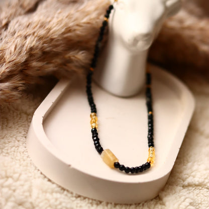 BLACK ONYX & YELLOW CITRINE chokerNecklace