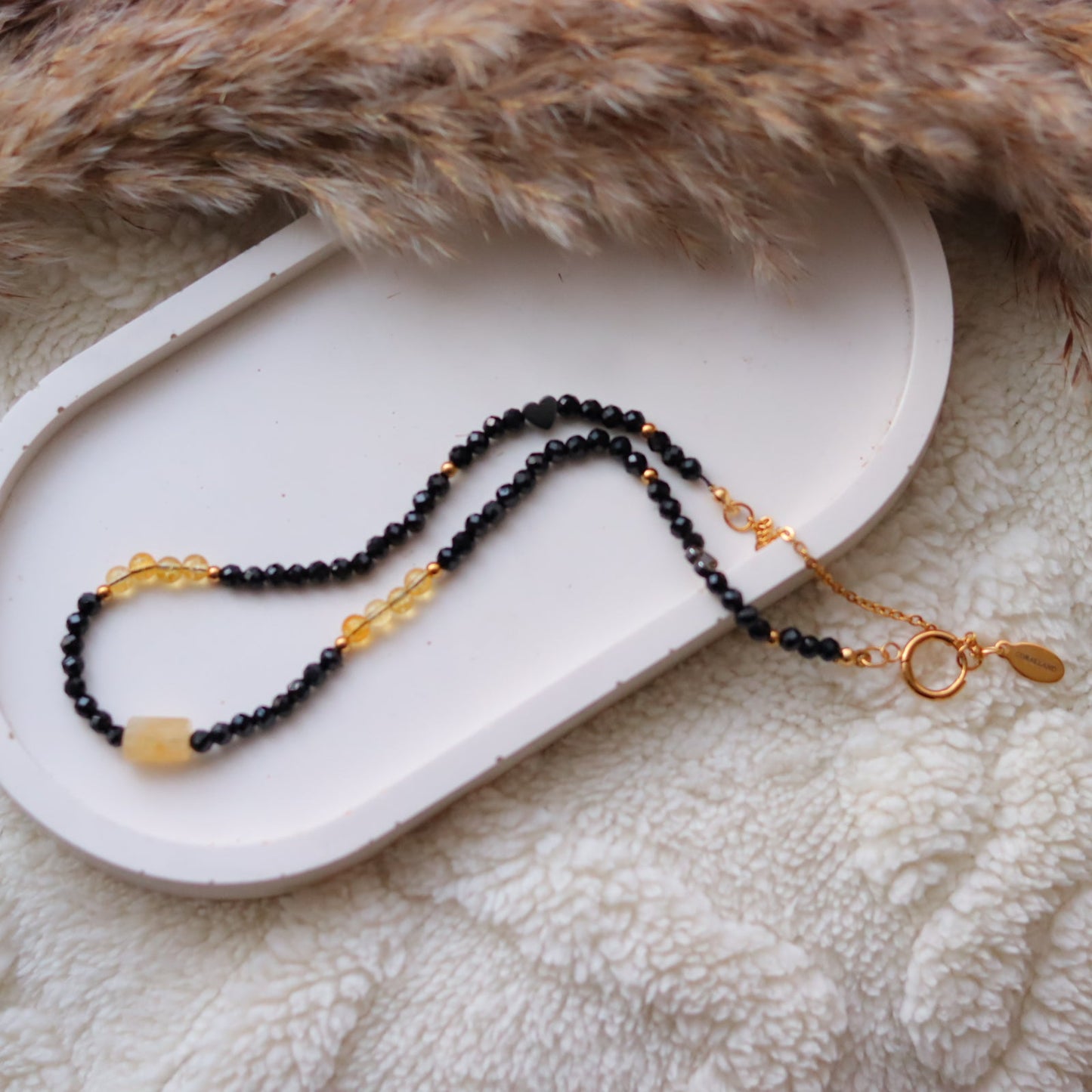 BLACK ONYX & YELLOW CITRINE chokerNecklace