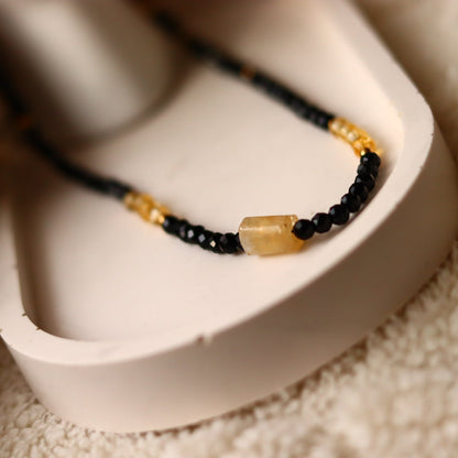 BLACK ONYX & YELLOW CITRINE chokerNecklace