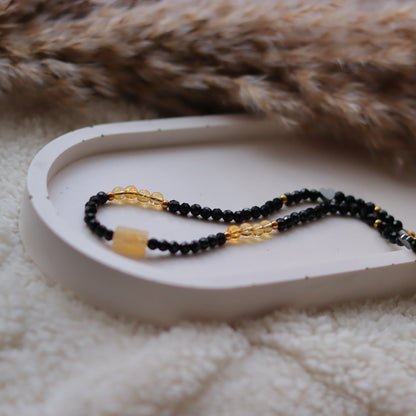 BLACK ONYX & YELLOW CITRINE chokerNecklace