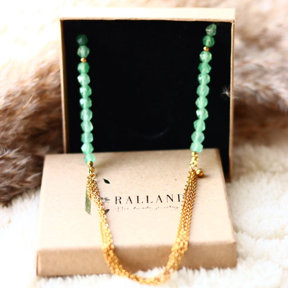 COLLAR DE ESPERANZA green onyx, stainless steel necklace