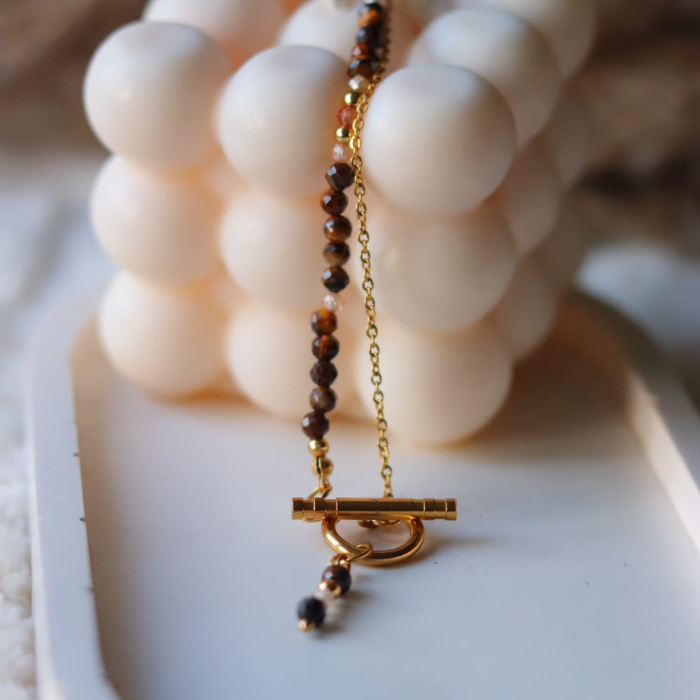 DELICADO  agate stones, stainless stee necklace